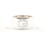 【日本直送 二手美品】10號 Gucci GUCCI 戒指 G Logo 寬版戒指 鏤空設計 標示尺寸 11 銀 925