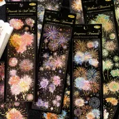 《PET貼紙包》 煙火 煙花 夢幻 貝殼光 鐳射金 咕卡 質感 清新 PET 平張 手帳 DIY 貼畫 貼紙 裝飾貼