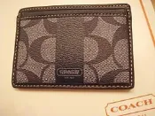 清倉大降價！全新 COACH Men 藍色 LOGO 全皮革名片夾信用卡夾證件夾萬用夾，下標就賣！免運！