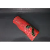 日本昭和時期 茶道具 木雕荷葉漆器茶則 實用老件,有歲月痕跡 長寬約12.5*5公分 附贈天然竹茶針一支 茶道 茶席