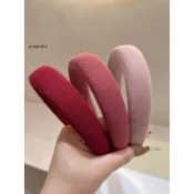 🎉可開發票#經典細斜紋復古紅豆沙紅海綿高顱頂髮箍韓版網紅同款新年純色頭箍
