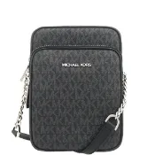 MICHAEL KORS 經典滿版老花斜背包 防刮PVC皮革 側背包 方包 M70118 黑色MK(現貨)