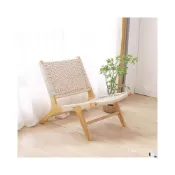 (店+)ins實木編織扶手椅傢用客廳陽臺靠背椅簡約單人沙發椅懶人馬鞍