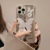 ins珍珠蝴蝶iphone17pro/16E蘋果11/12手機殼XR女XS鏡面15plus網紅13pro保護套14情侣
