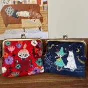 小雲朵♡ moomin 嚕嚕米 姆明 口金包 日系 可愛 卡通 亞美 刺繡 化妝包 便攜 收納包 零錢包 隨身 小包