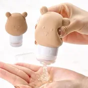 【出國必備】ins可愛小熊矽膠分裝瓶3入組(80ml 瓶罐 擠壓瓶 乳液 沐浴乳 化妝水 盥洗用品 露營 女生 禮物)