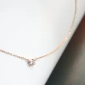 純18K Tint Diamond Necklace 0.10 ct 六爪簡約鑽石項鍊
