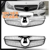 【品質保障】適用07-14款Benz賓士C系列 W204 C200 C300 滿天星款水箱罩 鑽石格前保桿中網格柵
