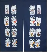 一鑫餐具【日式門簾 七小福招財貓 A374 90X100公分】各式門簾日本料理門簾營業用門簾