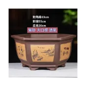 (店+)紫砂花盆 超大口徑六方盆 栽景盆 果樹盆 種菜盆 大型種植盆專用 種鐵樹大花盆 透氣花盆 發財樹花盆