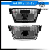 適用於2008-2012款Audi奧迪 A4 B8 改裝RS4款水箱罩 蜂窩款水箱護罩 帶四驅款前保桿中網格柵