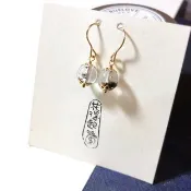 手工飾品 精致優雅14K GF綠幽靈水晶耳環 輕奢低調 上班族專享