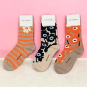 【Style Inside】-MARIMEKKO 芬蘭花印花棉襪 葡萄亞製-ST25JU0005TLE