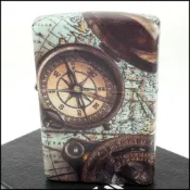 (店+)【Zippo】美系~Compass Design-指南針圖案-540彩印工法打火機NO.49916