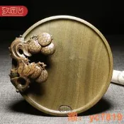 匠心非遺歙硯大師錢尼亞作品老坑黃魚籽天然原石硯臺手倉高檔立體擺見送禮佳品四大名硯之一手工浮雕碩果累累