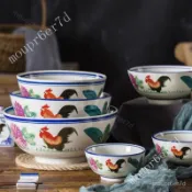 限時免運🎈陶碗 復古碗 碗粿碗 碗糕碗 肉圓碗 排骨飯碗 陶瓷複古老式懷舊公鷄碗牛肉麵大碗飯湯碗鷄公沙拉高腳直口碗拉麵