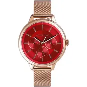 大高雄鐘錶城 Relax Time RT-79-6 經典三眼米蘭帶腕錶/東京紅面 38mm｜樂天領券現折★全館特惠中★指定刷卡回饋10%
