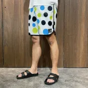 美國百分百【全新真品】QuikSilver 閃銀 海灘褲 釦式 衝浪褲 休閒 短褲 logo 白底圓點 A903