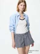【UNIQLO】女裝 棉質平口短褲(格紋) 488358