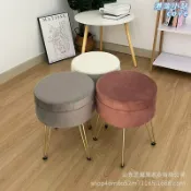 港灣小站 【天鵝絨質感】梳妝椅 儲物凳 沙發凳 化妝椅 換鞋凳 圓形小腳凳 多功能收納 絨布面料 北歐簡約風 臥室客廳適用