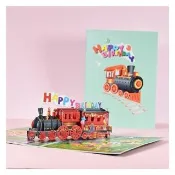Paper Play 生日卡片-3D立體小火車造型生日快樂卡片 祝福卡(3D卡片 立體卡片 小火車卡片)