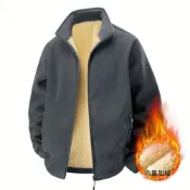 (店+)保暖外套男男生大尺碼短版防寒休閒立領刷毛外套防風外套抓絨衣運動外套冬季登山戶外寬鬆內搭禦寒情侶男女款男裝夾克風衣外套衛衣外套