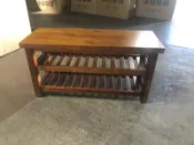  【東鼎二手家具】全新品 柚木色三尺雙層實木穿鞋椅*座鞋櫃*坐鞋椅*置物椅*玄關椅*等候椅*鞋架*矮櫃*木椅*雙層椅