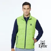 【Lynx Golf】男款吸排功能滿版星空印花鋪棉內刷毛無袖背心-黃綠色