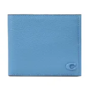 【康是美官方網購】COACH CC136 經典C LOGO荔枝皮革壓紋對開8卡短夾.水藍
