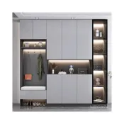 (店+)代客安裝 現代風格入戶玄關鞋櫃 屏風櫃 一體隔斷高櫃 家用門口靠墻帶換鞋凳小戶型收納櫃 多功能儲物櫃 系統櫃