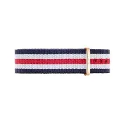 【Daniel Wellington】DW 錶帶 Classic Canterbury 18mm細紋藍白紅織紋錶帶-玫瑰金(DW00200030)