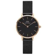 DW Daniel Wellington 氣質艾士菲啞光黑米蘭帶腕錶-金框/28mm(DW00100245)