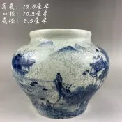 一站採購~景德鎮瓷廠 青花江南水鄉紋罐 仿古擺件 家居風水缸 古玩收藏
