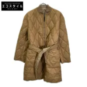 【DOKODEMO】DAKS 14-481015 米色絎縫 x 全身圖案羅紋領帶腰帶雙面拉鍊外套 10 碼 [二手]