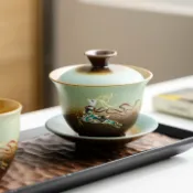 全球選品1館 生活百貨 柴燒陶瓷三才蓋碗窯變敬茶碗主人杯茶杯復古家用功夫花茶瓷碗泡茶