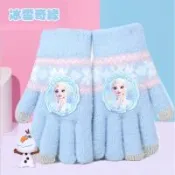 【優廚寶】卡通冰雪奇緣兒童可觸控屏秋冬寒流針織保暖手套(5-12歲適用)