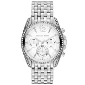 Michael Kors 純粹思維三眼晶鑽時尚腕錶-白銀-MK5834-39mm