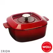 【百利市購物中心】《WOLL》德國歐爾IRON 方型琺瑯鑄鐵鍋24cm_紅