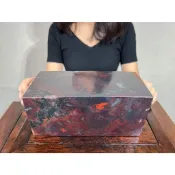 阿一藝品 頂級三江流域【雞血石原礦】桂林紅 帶凍料 大印材 鴻運當頭 雕刻素材 四面大印 鎮宅之寶 收藏品 P75