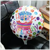 派對-圓點生日快樂鋁箔氣球直徑45cm 生日 慶生 汽球 求婚 告白（不挑色 款）【A423174】【不囉唆】