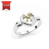 (近新品) Tiffany&Co. 蒂芙尼 愛心蝴蝶結18K黃金+925純銀戒指