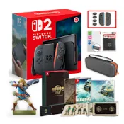Nintendo 任天堂 Switch 2 主機 (NS2台灣公司貨)+王國之淚限定版+林克amiibo+保護貼+收納包+主機支架+矽膠套