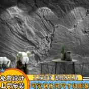 8D立體凹凸感 岩石壁紙浮雕文化石牆紙工業風裝修背景牆仿古磚牆貼