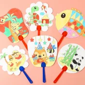 彩繪扇子 繪畫空白扇 塗鴉 紙質扇子 材料包 手拿扇 DIY 手作 DIY 美勞 美術 創意 活動 小禮物