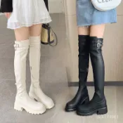 【優選精品】白色過膝長靴女2022年新款真皮秋冬厚底皮靴高筒騎士靴靴子長筒靴ins日韓風 O4AO