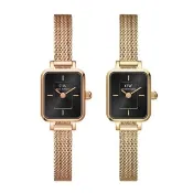 【Daniel Wellington】DW 手錶 Quadro Mini 15.4x18.2ｍｍ 方糖系列編織小方錶-樹莓黑錶盤(兩色任選)