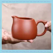 新品免運宜興紫砂公道杯原礦清水泥功夫茶具分茶器帶把大容量喝茶專用茶海Traveler.