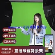 綠幕地拉幕證件照背景架便攜摳向綠幕直播人向拍照背景墻支架幕布