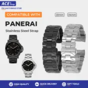 兼容 PANERAI 沛納海 PAM441 PAM111 男士鋼帶彎頭不鏽鋼蝴蝶扣手錶鏈 22mm 24mm