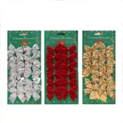 (店+)裝飾蝴蝶結 (聖誕節 迷你 蝴蝶結裝飾 12入 禮品包裝 聖誕樹 佈置裝飾 手作材料 聖誕 銀柳 發財樹)